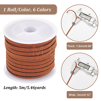   6 Rolls 6 Colors Faux Suede Cord LW-PH0002-27A-1