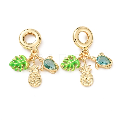 Ocean Brass Pave Cubic Zirconia European Dangle Charms KK-H278-04G-01-1