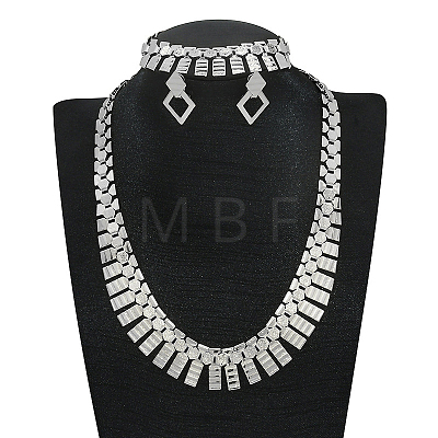 Alloy Chain Necklaces & Stud Earrings & Bracelets Sets FS-WG5EDEB-14-1