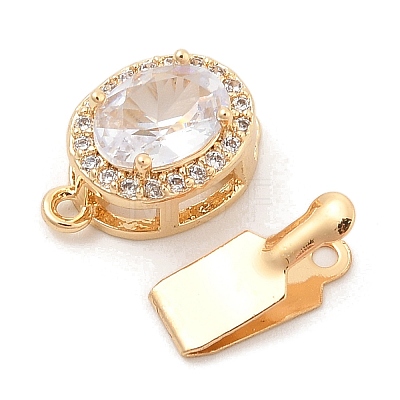 Brass Micro Pave Cubic Zirconia Box Clasps KK-C080-12G-01-1