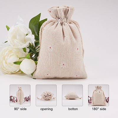 Polycotton(Polyester Cotton) Packing Pouches Drawstring Bags ABAG-T004-10x14-01-1