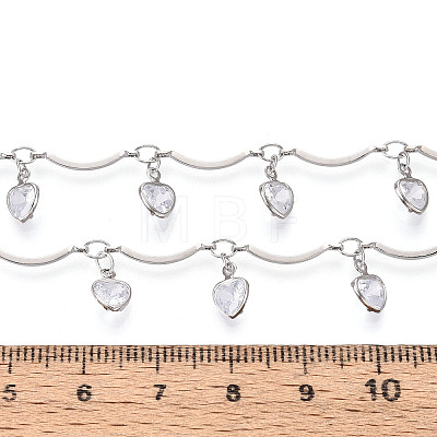 Brass Glass Scalloped Bar Chains CHC-T018-08P-1