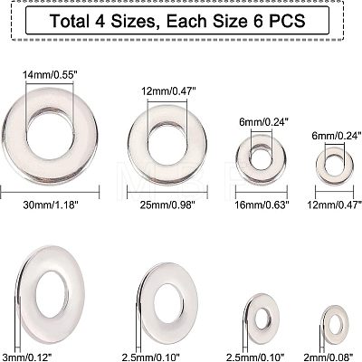 Unicraftale 24 Pcs 4 Styles 304 Stainless Steel Linking Rings STAS-UN0021-74P-1