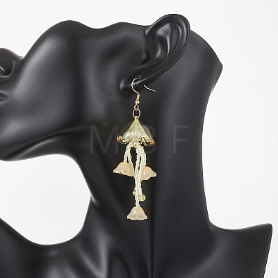 Jellyfish Acrylic & Glass Seed Bead Dangle Earrings EJEW-MZ00665-01-1