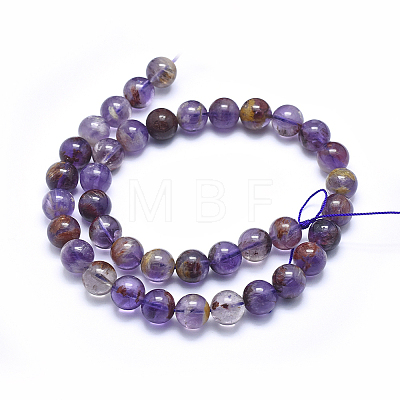 Natural Purple Lodolite Quartz/Purple Phantom Quartz Beads Strands G-J373-05A-10mm-1