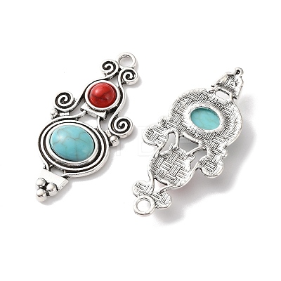 Bohemia Tibetan Style Alloy & Enamel & Synthetic Turquoise Pendants FIND-T074-09AS-1