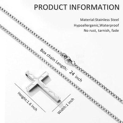 304 Stainless Steel Football Bible Verse Philippians 4:13 Cross Pendant Necklaces for Men WG7E31E-02-1