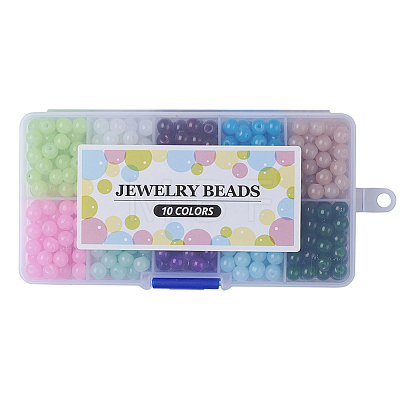 Imitation Jade Glass Beads Strands DGLA-X0007-8mm-01-1