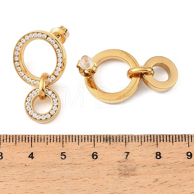 304 Stainless Steel Micro Pave Cubic Zirconia Stud Earrings for Women SA-A003-02A-G-1