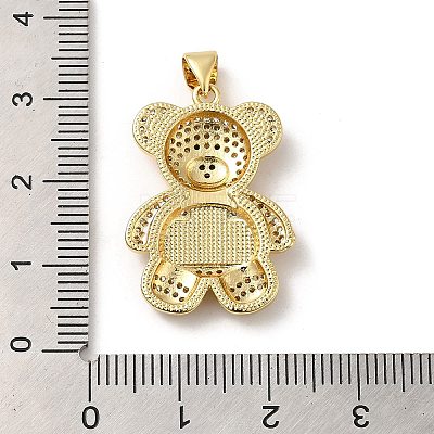 Rack Plating Brass Micro Pave Cubic Zirconia with Synthetic Opal Pendants KK-D088-37G-1