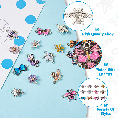 24Pcs 12 Styles Alloy Enamel Connector Charms FIND-BG0001-03-1