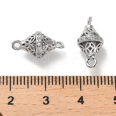 Brass Micro Pave Clear Cubic Zirconia Bicone Connector Charms ZIRC-P112-04P-1