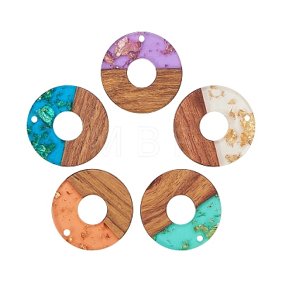 Transparent Resin & Walnut Wood Pendants RESI-CJ0001-75-1