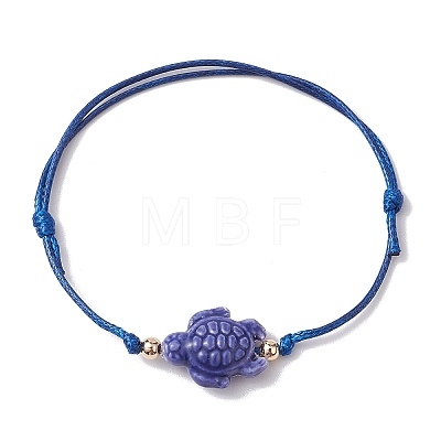 Synthetic Turquoise Turtle Braided Bead Bracelet BJEW-JB11086-02-1