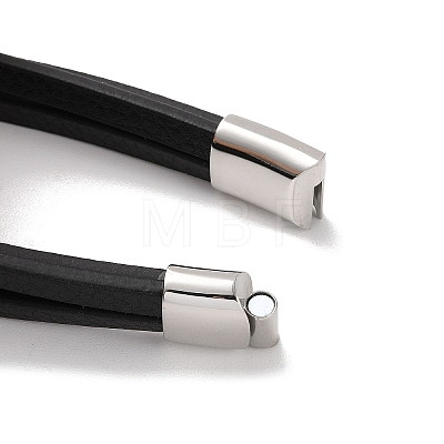 Men's Black PU Leather Cord Multi-Strand Bracelets BJEW-K243-24AS-1