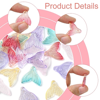 24Pcs 6 Colors Transparent Spray Painted Glass Pendants GLAA-FS0001-90-1