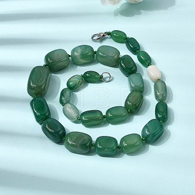 Dyed Natural Agate Cuboid Graduated Beaded Necklaces with Alloy Clasps NJEW-C113-01J-1