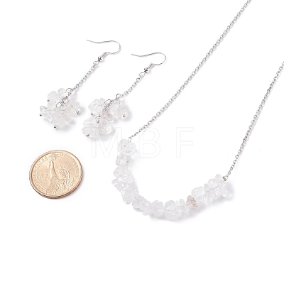 Natural Quartz Crystal Chips Beaded Jewelry Set SJEW-JS01231-05-1