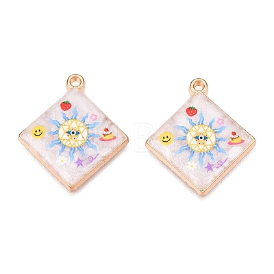 Printed Rack Plating Alloy Enamel Pendants ENAM-T020-05F-1