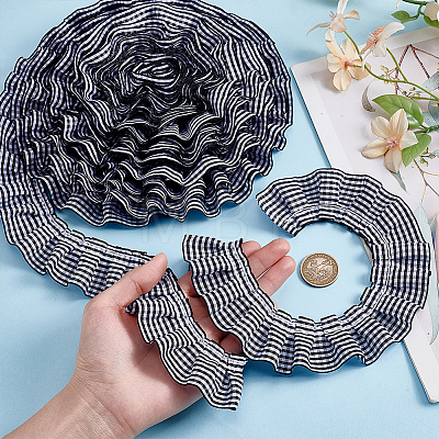 Pleated Polyester Lace Ribbons SRIB-WH0011-473A-1