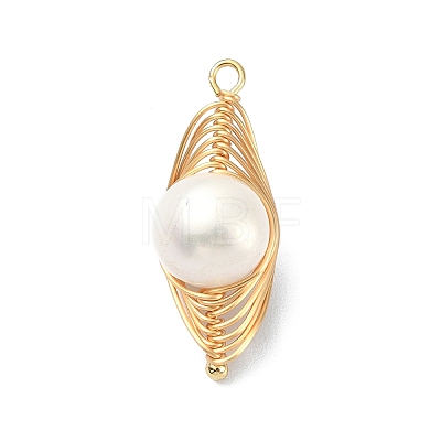 Natural Pearl Copper Wire Wrapped Pendants PALLOY-JF02083-1