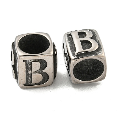 316 Surgical Stainless Steel with Rhinestone Large Hole Cube Beads STAS-Q326-08AS-03-1