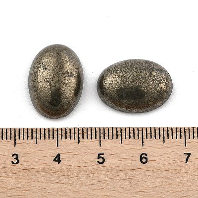 Oval Natural Pyrite Cabochons G-I125-10-18x13mm-01-1