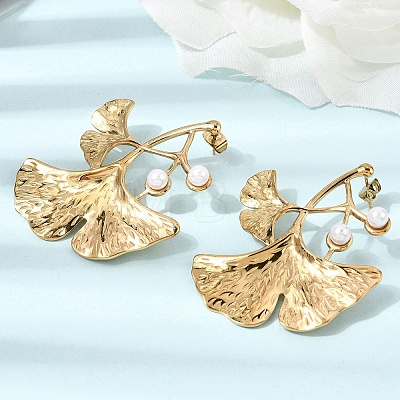 304 Stainless Steel & Plastic Pearl Stud Earrings EJEW-G462-02G-1