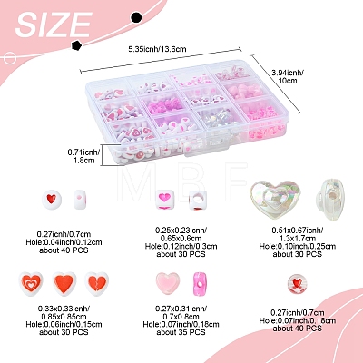 385Pcs Valentine's Day Theme Opaque/Transparent Acrylic Beads MACR-FS0001-93-1