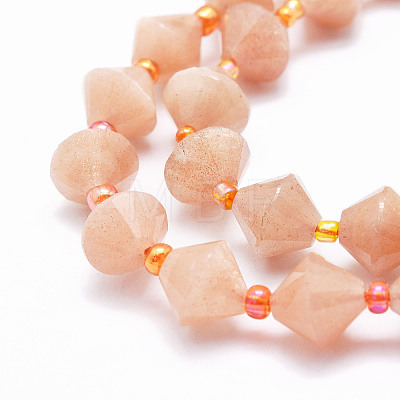 Natural Peach Moonstone Beads Strands G-E569-C14-1