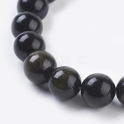Natural Golden Sheen Obsidian Beads Strands G-C076-10mm-5-1