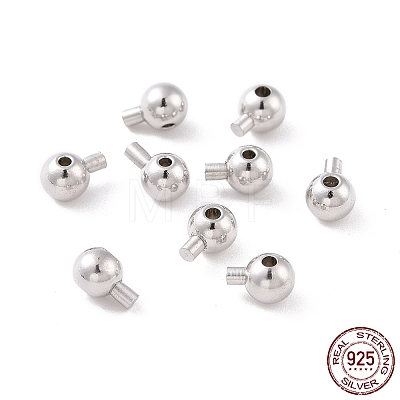 Anti-Tarnish Rhodium Plated 925 Sterling Silver Beads STER-D035-02P-1