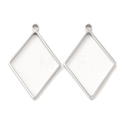 Non-Tarnish 304 Stainless Steel Open Back Bezel Rhombus Pendants STAS-Z040-02B-P-1