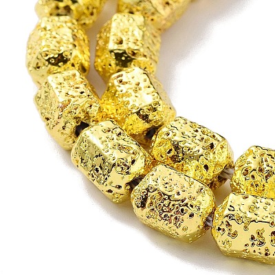 Electroplated Natural Lava Rock Beads Strands G-H303-A10-G02-1