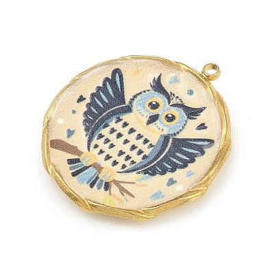 Printed 304 Stainless Steel Pendants STAS-P419-02G-01-1
