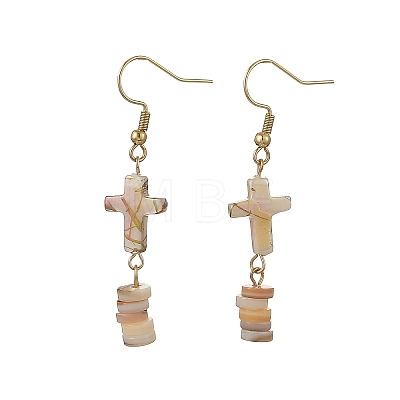 Natural Freshwater Shell Dangle Earrings EJEW-JE07509-1