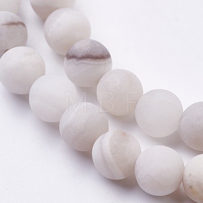 Natural White Agate Bead Strands G-J376-02-6mm-1