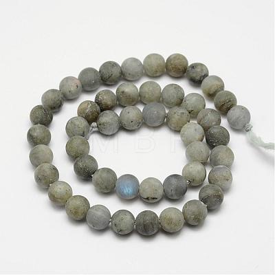Natural Labradorite Frosted Bead Strands G-O155-04A-8mm-1
