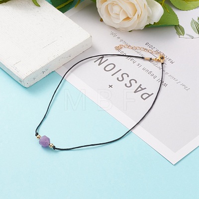 Faceted Natural Dyed Amethyst Pendant Necklaces NJEW-JN03230-03-1