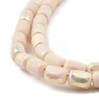 Frosted Imitation Jade Glass Beads Strands GLAA-P058-07B-12-1