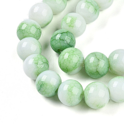 Opaque Crackle Glass Round Beads Strands GLAA-T031-10mm-01L-1