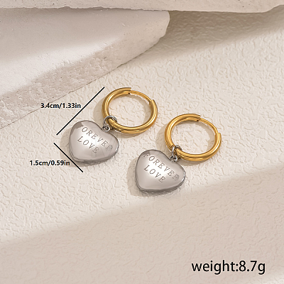 Stainless Steel Heart with Word Hoop Earrings AA7746-3-1