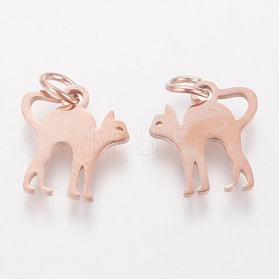 201 Stainless Steel Kitten Pendants STAS-S105-T465R-1