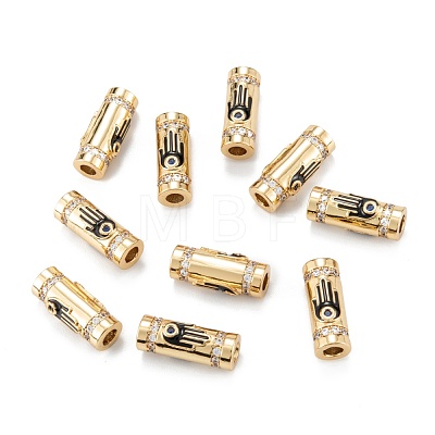 Real 18K Gold Plated Brass Micro Pave Clear Cubic Zirconia Tube Beads ZIRC-A020-26G-1