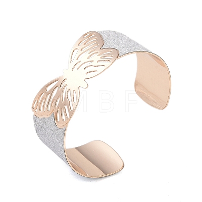 Butterfly Alloy Open Cuff Bangles for Women BJEW-L686-01B-1