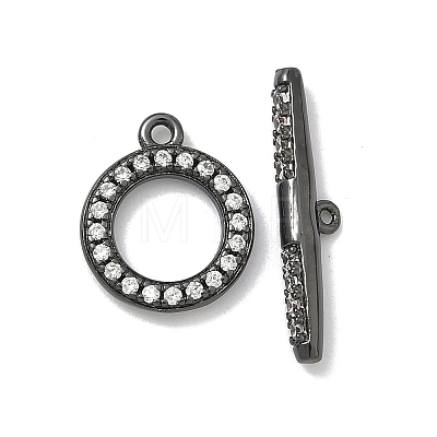 Brass Micro Pave Clear Cubic Zirconia Toggle Clasps KK-G548-26-1