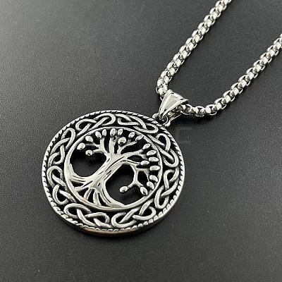 Tree of Life Hollow Tree of Life Pendant 304 Stainless Steel Punk Necklace Jewelry HL3986-1