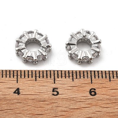 Brass Micro Pave Clear Cubic Zirconia Beads KK-R216-12P-1