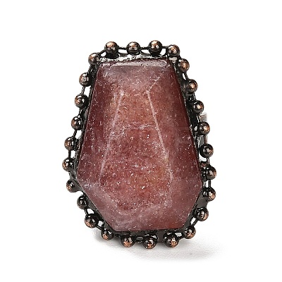 Natural Strawberry Quartz Open Cuff Ring RJEW-M166-03R-G-1