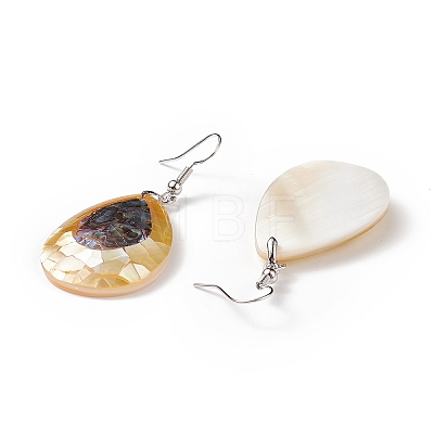 White Shell & Abalone Shell/Paua Shell Dangle Earrings EJEW-K081-03H-1